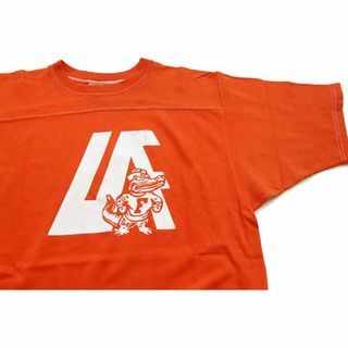 チャンピオン(Champion)の70s USA製 Championチャンピオン Florida Gators コットン フットボールTシャツ オレンジ L★ビンテージ バータグ アメフト カレッジ(Tシャツ/カットソー(七分/長袖))