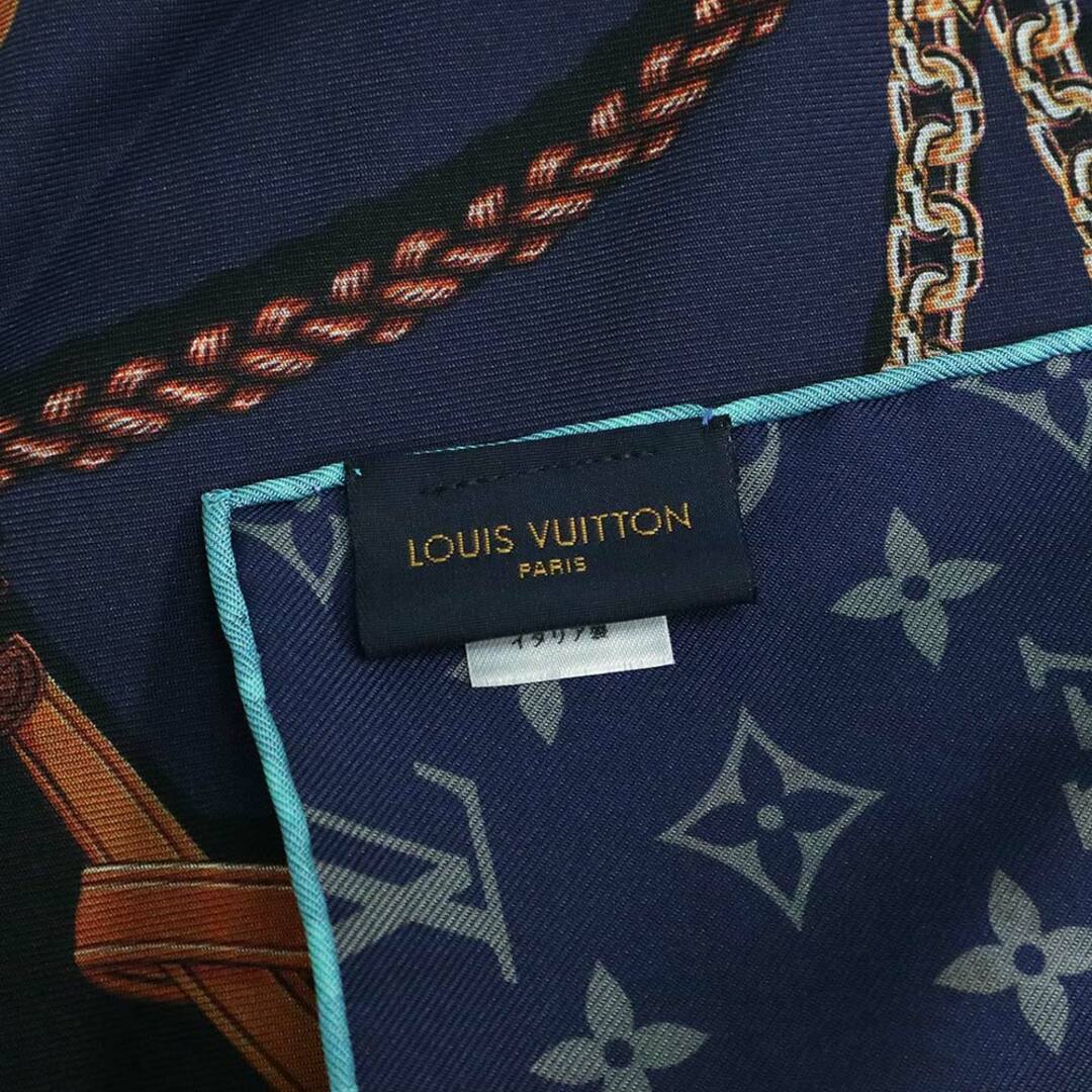 LOUIS VUITTON(ルイヴィトン)のルイ ヴィトン カレ 45 バンダナ ハンドルミー スカーフ シルク100％ ブルー ネイビー M77349 箱付 LOUIS VUITTON（未使用　展示品） レディースのファッション小物(バンダナ/スカーフ)の商品写真