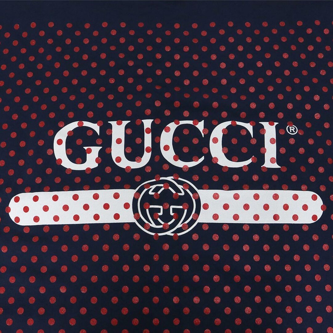 Gucci(グッチ)のグッチ ベビー チルドレンズ ブランケット コットン 100％ ポルカドット 水玉 ネイビー レッド 紺 赤 GUCCI 627654（新品・未使用品） レディースのファッション小物(その他)の商品写真