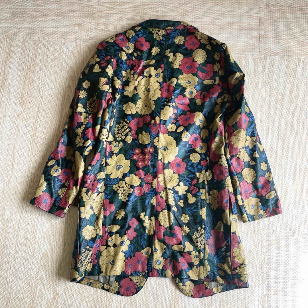Yohji Yamamoto(ヨウジヤマモト)の超希少品 サイズ4 Y'Sヨウジヤマモト 花柄 ラムレザージャケット 黒 メンズのジャケット/アウター(レザージャケット)の商品写真