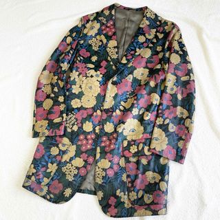 ヨウジヤマモト(Yohji Yamamoto)の超希少品 サイズ4 Y'Sヨウジヤマモト 花柄 ラムレザージャケット 黒(レザージャケット)