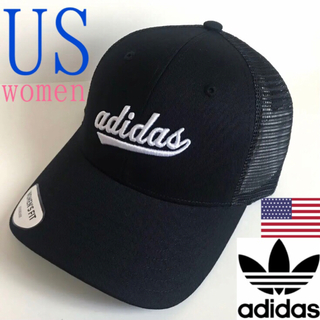 アディダス(adidas)のレア 新品 アディダス USA レディース ロゴ メッシュ キャップ 黒 ゴルフ(キャップ)