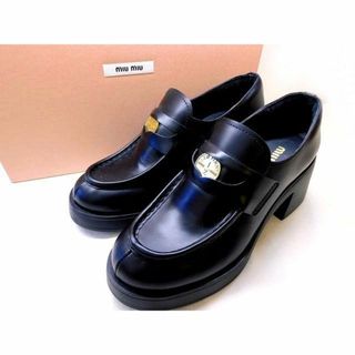 ミュウミュウ(miumiu)の定価161,700円 美品 ミュウミュウ ■ 5D820D ペニーローファー サイズ37 約24cm コインローファー シューズ 靴 レディース miumiu □5K(ローファー/革靴)