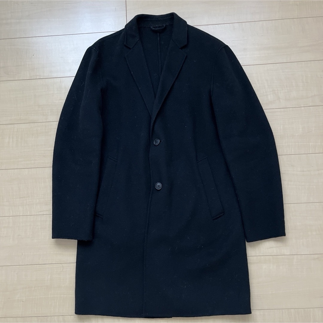 ZARA(ザラ)のZARA MAN チェスターコート ブラック 無地 メンズのジャケット/アウター(チェスターコート)の商品写真