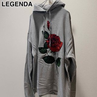 レジェンダ(LEGENDA)のLEGENDA レジェンダ 手書き風薔薇ルーズシルエット プルオーバーパーカー(パーカー)