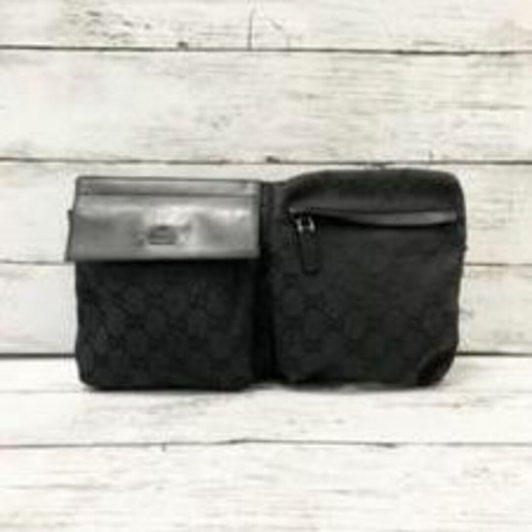 【極美品】 グッチ GUCCI ウエスト ボディー バッグ GG柄 レザー 黒