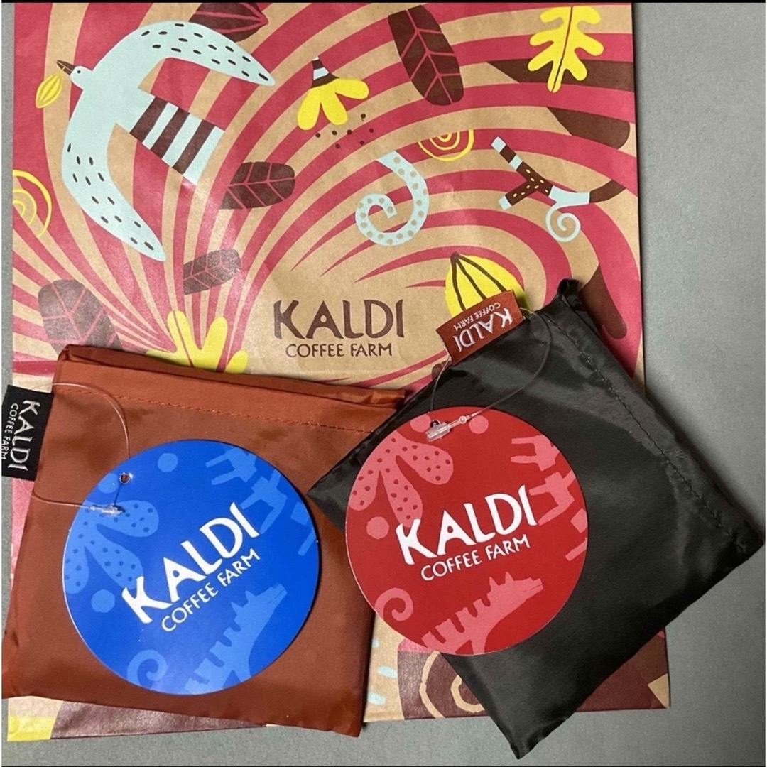 KALDI(カルディ)のKALDI カルディ非売品 エコバッグ ( ブルー ・ グレー  )  2点 エンタメ/ホビーのコレクション(ノベルティグッズ)の商品写真