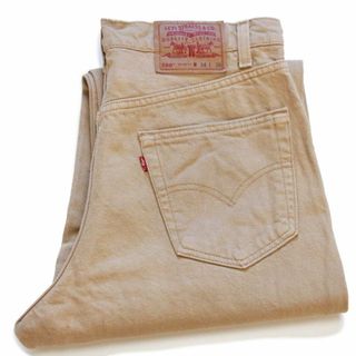 リーバイス(Levi's)の90s USA製 Levi'sリーバイス 550 カラーデニムパンツ 後染め カーキ w34★オールド ビンテージ ジーンズ テーパード ルーズ ワイド(デニム/ジーンズ)