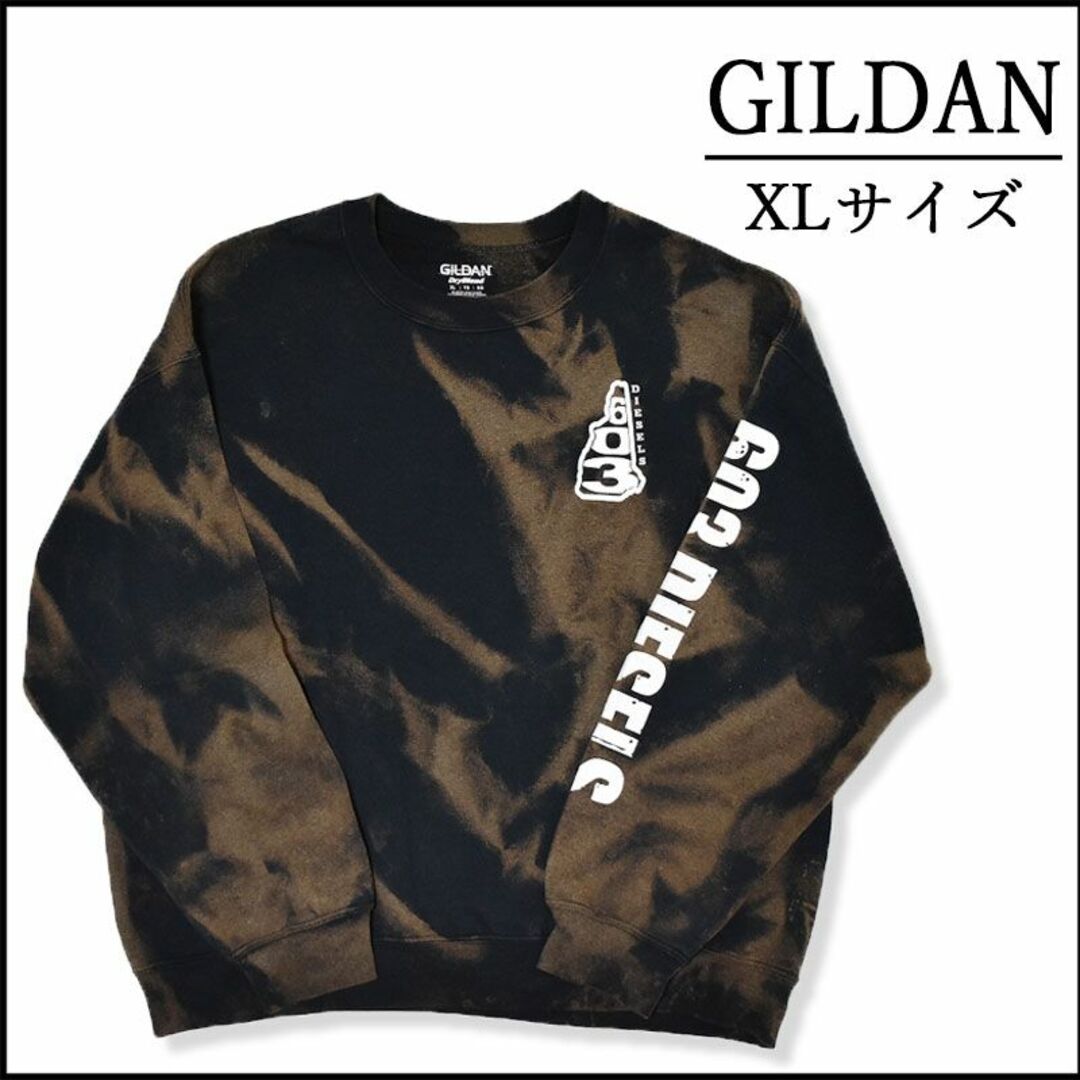 GILDAN(ギルタン)のメンズタイダイ柄ブリーチトレーナーXL 古着屋　ブランド　プリント　ストリート系 メンズのトップス(スウェット)の商品写真