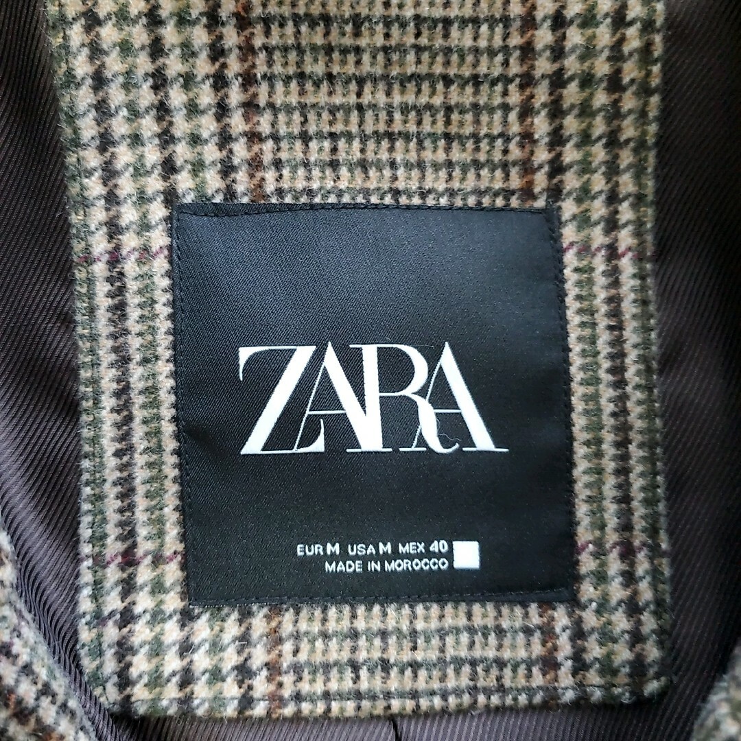 ZARA(ザラ)の【美品】ZARA 千鳥格子柄チェスターコート メンズのジャケット/アウター(チェスターコート)の商品写真