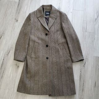 ザラ(ZARA)の【美品】ZARA 千鳥格子柄チェスターコート(チェスターコート)