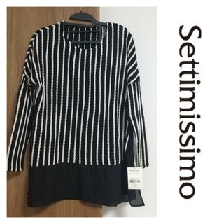 セッティミッシモ(Settimissimo)の新品タグ付き　セッティミッシモ　シフォン切り替えニット　チュニック　ブラック(チュニック)