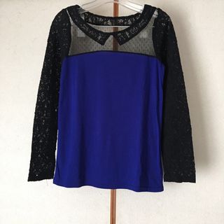 ダブルクローゼット(w closet)の長袖トップス 黒レース 青 w closet  Wears inc.(カットソー(長袖/七分))