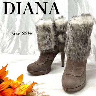 ダイアナ(DIANA)の【完売】ダイアナ　スウェード　ファーブーツ　ブーティー　サイドジップ(ブーツ)