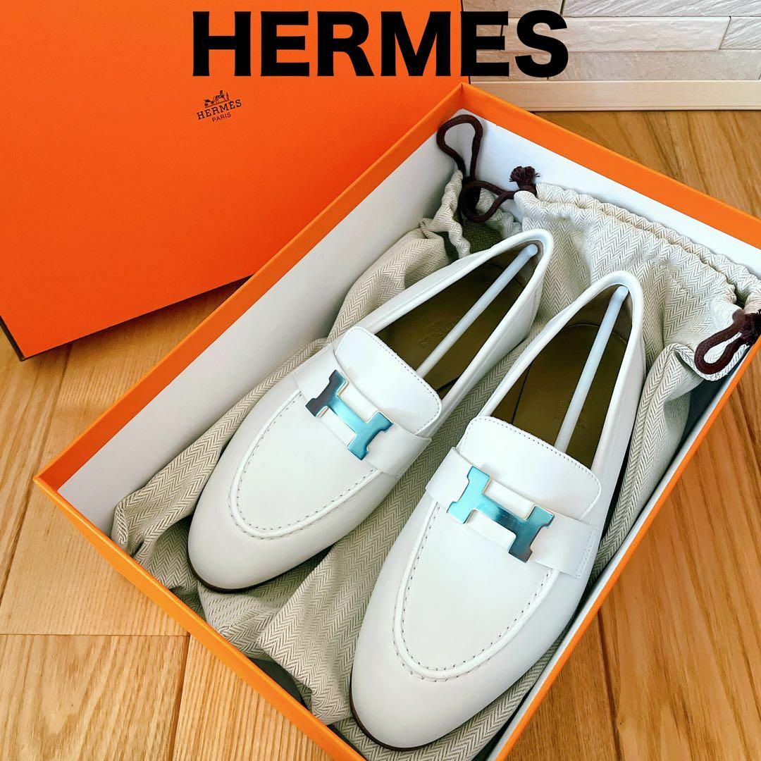 【未使用】HERMES エルメス レザーローファー モカシンパリ サイズ350106766S25