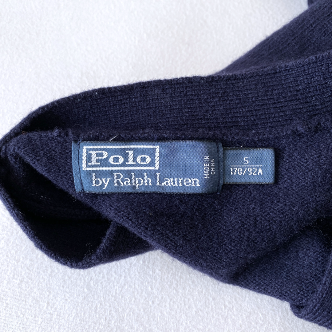 POLO RALPH LAUREN(ポロラルフローレン)のポロラルフローレン　ラムウールカーディガン　赤ポニー刺繍　ネイビー　S　男女兼用 メンズのトップス(カーディガン)の商品写真