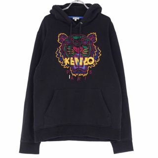 ケンゾー KENZO スウェット パーカー プルオーバー フーディ 裏起毛 タイガー刺繍 コットン トップス メンズ XL ブラック