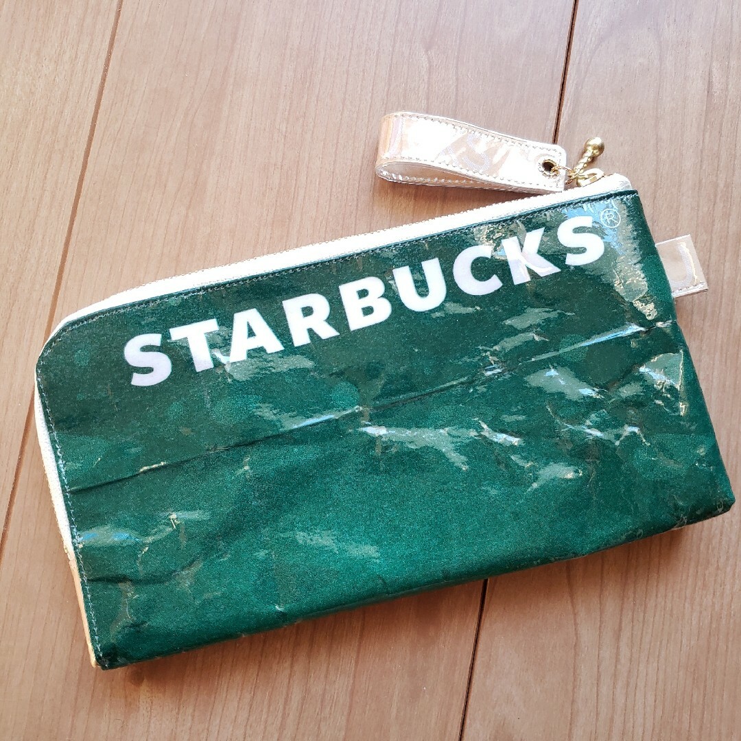 Starbucks Coffee(スターバックスコーヒー)のハンドメイド紙袋リメイクポーチスターバックスL字ファスナー横長お札ポーチスタバ ハンドメイドのファッション小物(ポーチ)の商品写真