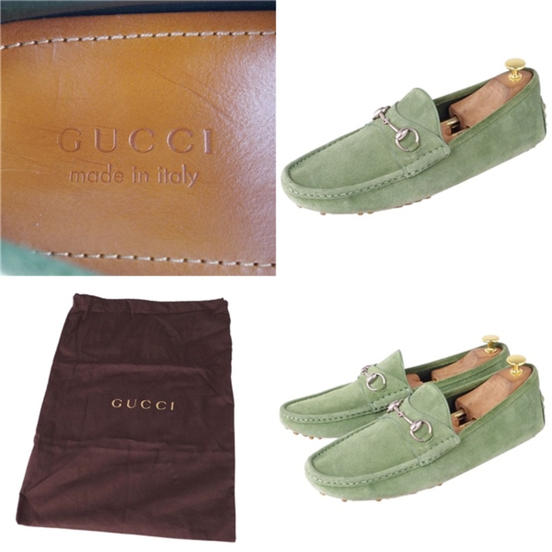 Gucci(グッチ)のグッチ GUCCI ローファー モカシン ドライビングシューズ ホースビット スウェードレザー シューズ 靴 メンズ イタリア製 9G(28cm相当) グリーン メンズの靴/シューズ(ドレス/ビジネス)の商品写真