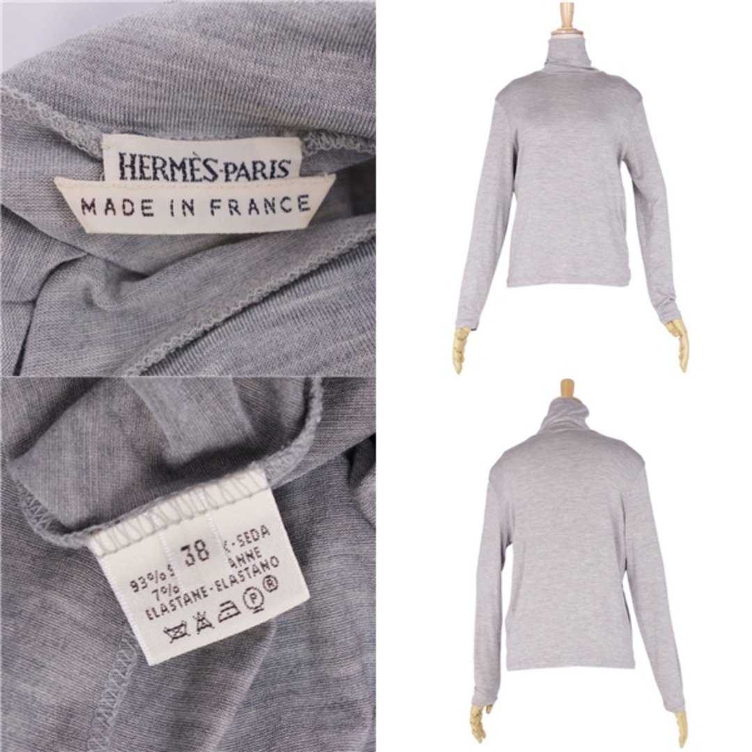 Hermes(エルメス)のエルメス HERMES Tシャツ マルジェラ期 カットソー ハイネック シルク トップス レディース フランス製 38(M相当) グレー レディースのトップス(Tシャツ(半袖/袖なし))の商品写真