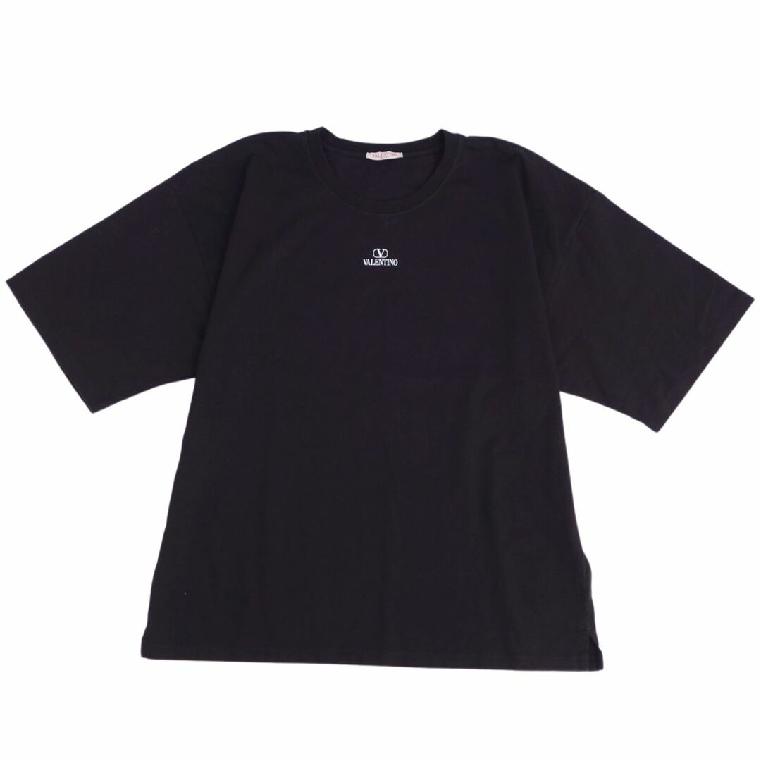 美品 ヴァレンティノ VALENTINO Tシャツ カットソー 半袖 ショートスリーブ ロゴプリント トップス メンズ 3XL ブラック約25cm