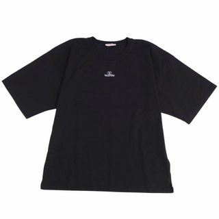 ヴァレンティノ(VALENTINO)の美品 ヴァレンティノ VALENTINO Tシャツ カットソー 半袖 ショートスリーブ ロゴプリント トップス メンズ 3XL ブラック(Tシャツ/カットソー(半袖/袖なし))