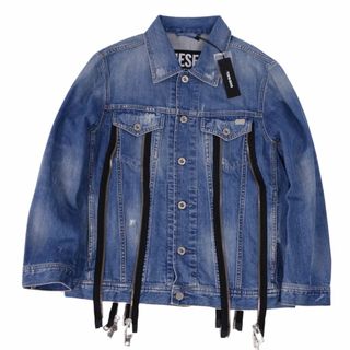 極美品 ディーゼル DIESEL ジャケット デニムジャケット トラッカージャケット ジッパー装飾 アウター メンズ XS インディゴブルー(Gジャン/デニムジャケット)