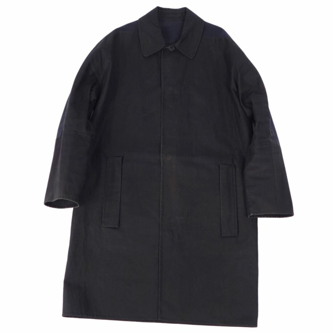 バレンシアガ BALENCIAGA コート ステンカラーコート バルマカーンコート 無地 コットンギャバジン アウター メンズ 46(S相当) ブラック約55cmゆき丈