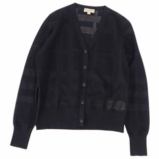 バーバリー(BURBERRY)の美品 バーバリー BURBERRY ニット カーディガン ロングスリーブ 長袖 総柄 コットン トップス レディース M ブラック(カーディガン)