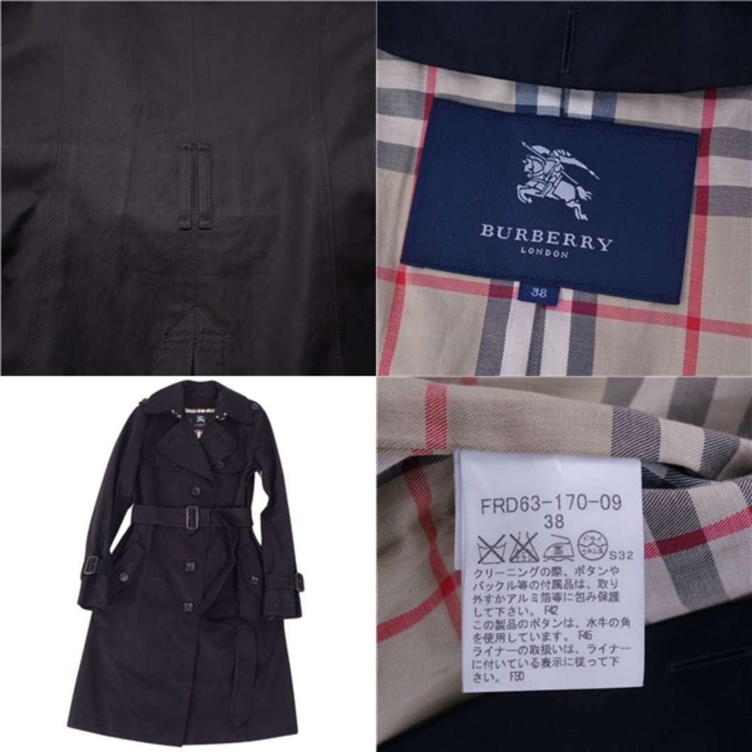 BURBERRY(バーバリー)のバーバリー ロンドン BURBERRY LONDON コート シングル トレンチコート 裏チェック アウター レディース 38(M相当) ブラック レディースのジャケット/アウター(トレンチコート)の商品写真