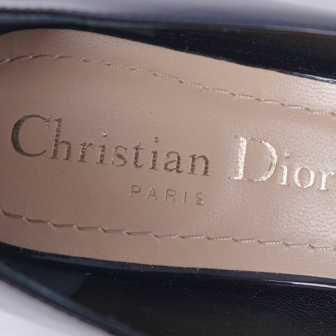 約24cm未使用 クリスチャンディオール Christian Dior パンプス ヒール アンクルストラップ パテントレザー ロゴプレート シューズ レディース 36D(23cm相当) ブラック