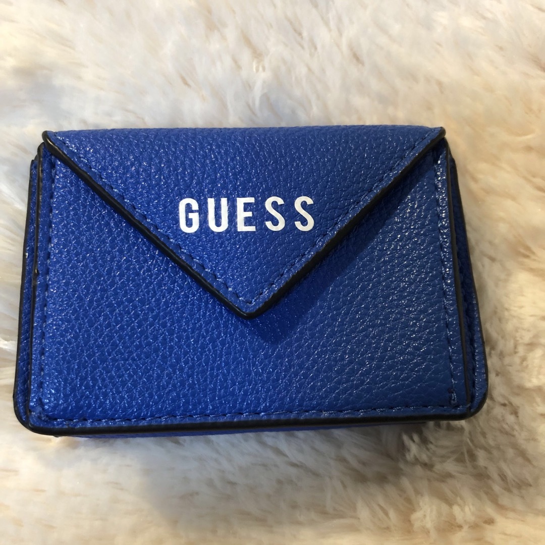 GUESS(ゲス)のGUESS ゲス 3つ折り財布 コンパクトウォレット　ブルー　美品 レディースのファッション小物(財布)の商品写真