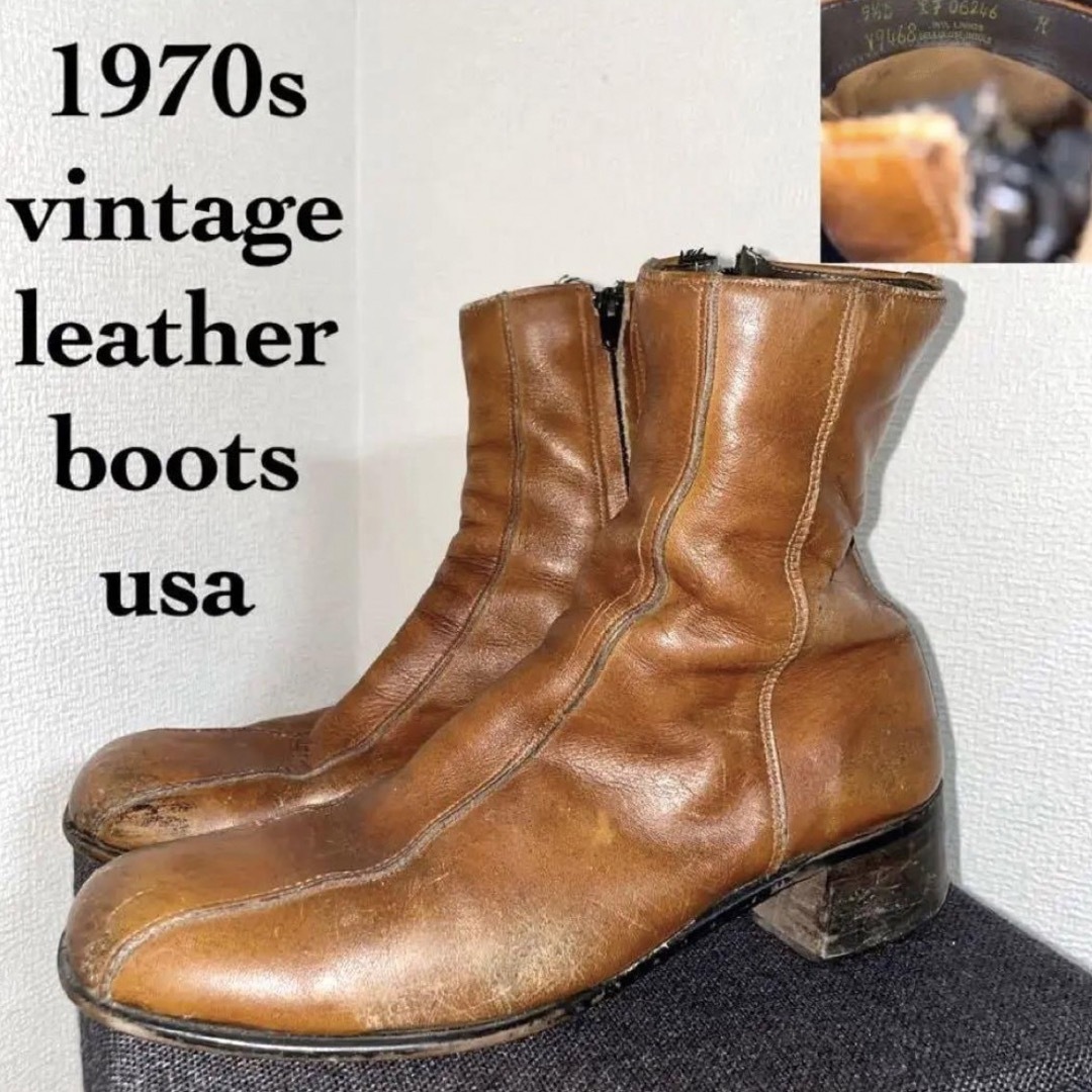 メンズ1970s vintage leather boots MADE in usa