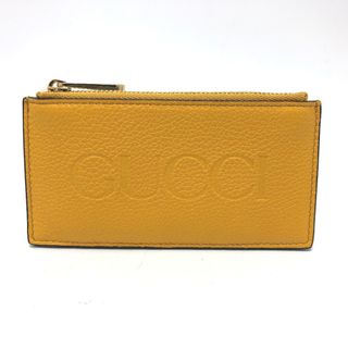 グッチ(Gucci)のグッチ GUCCI ロゴ フラグメントケース 725550 カードケース コインケース レザー イエロー 美品(コインケース/小銭入れ)