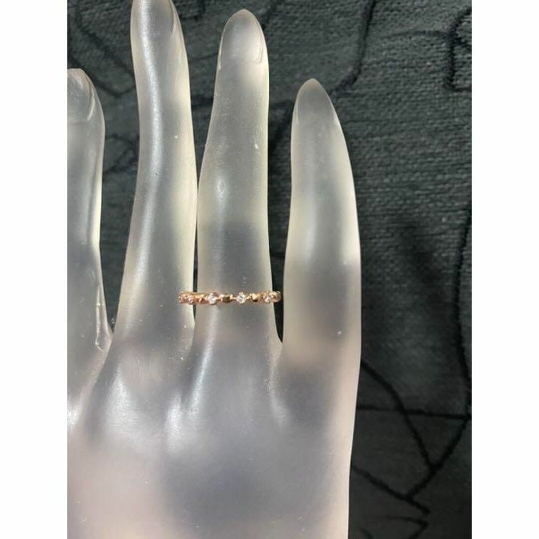 （R026P）22号　ピンクゴールド極細の可憐で清楚なハートリング　爪留め仕様 レディースのアクセサリー(リング(指輪))の商品写真