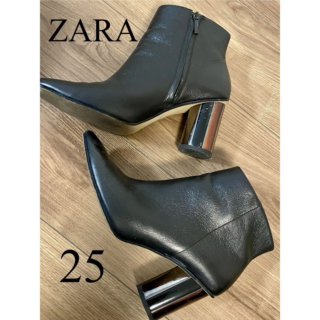 ZARA(ザラ)のZARA ショートブーツ　ブーティ　25センチ　メタリックヒール　マルチカラー レディースの靴/シューズ(ブーツ)の商品写真