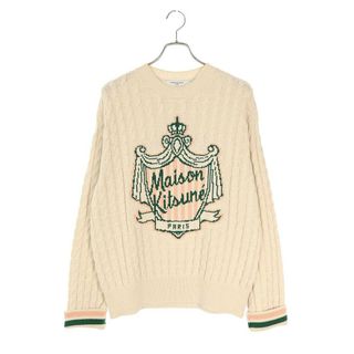 メゾンキツネ(MAISON KITSUNE')のメゾンキツネ  KMM00530KT1081 フロント刺繍ニット メンズ L(ニット/セーター)