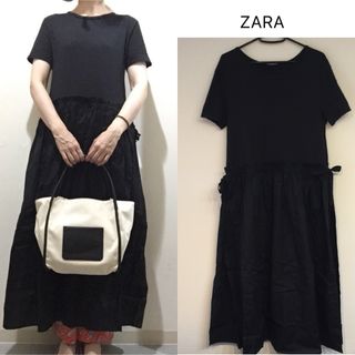 ザラ(ZARA)の【美品/人気】ZARA.ブラック ロングワンピース(ロングワンピース/マキシワンピース)