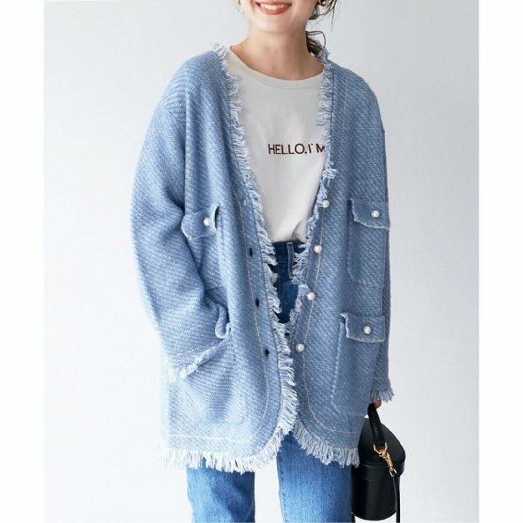 SLOBE IENA - 新品 SLOBE IENA ツイードニットジャケットの通販 SLOBE IENA - 新品 SLOBE IENA ツイードニットジャケットの通販