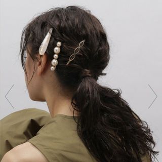 パールxマーブルSETピン　ゴールド　ブラウン　オレンジ　イエロー　べっ甲(ヘアピン)