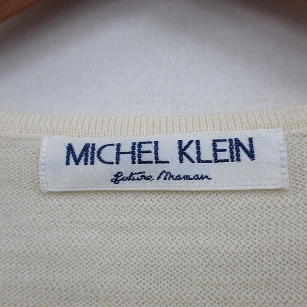 MICHEL KLEIN(ミッシェルクラン)のミッシェルクラン ニット ワンピース 長袖 ミニ リボン ウール シンプル M レディースのワンピース(ミニワンピース)の商品写真