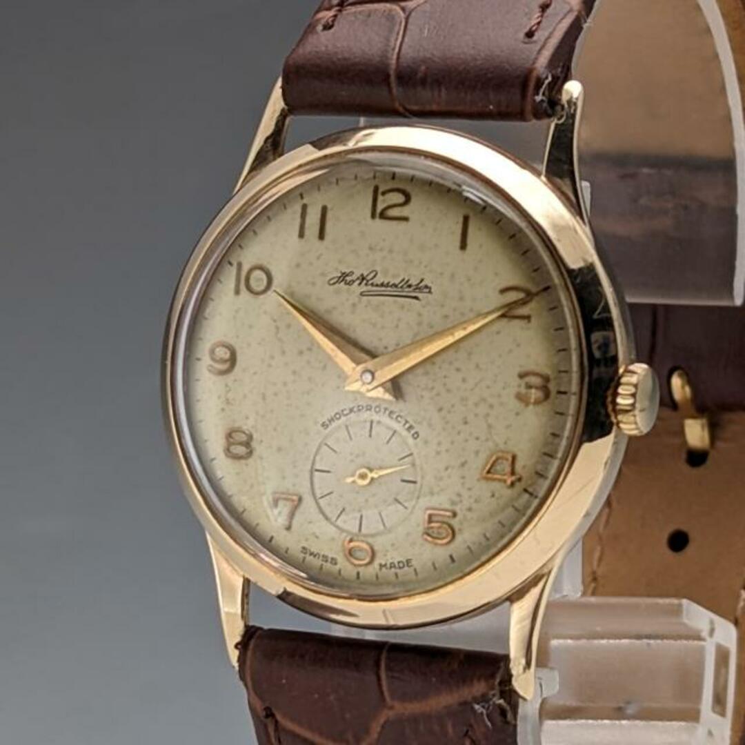 1962年 英国ヴィンテージ ラッセル 腕時計 K9金無垢ケース 動作良好 木箱入り目立った傷や汚れのない美品機能