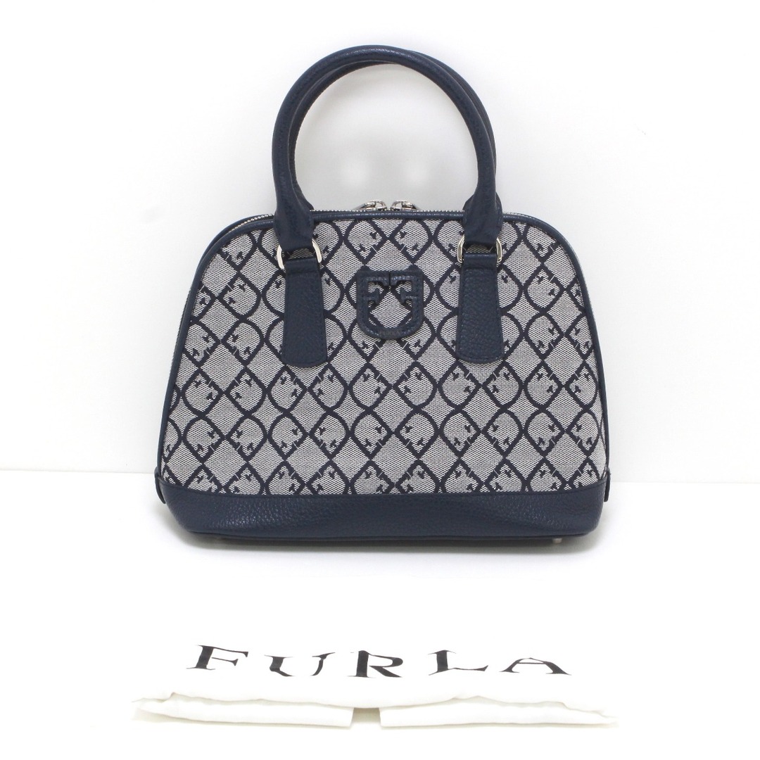 レディース$$ FURLA フルラ ハンドバッグ ネイビー×グレー