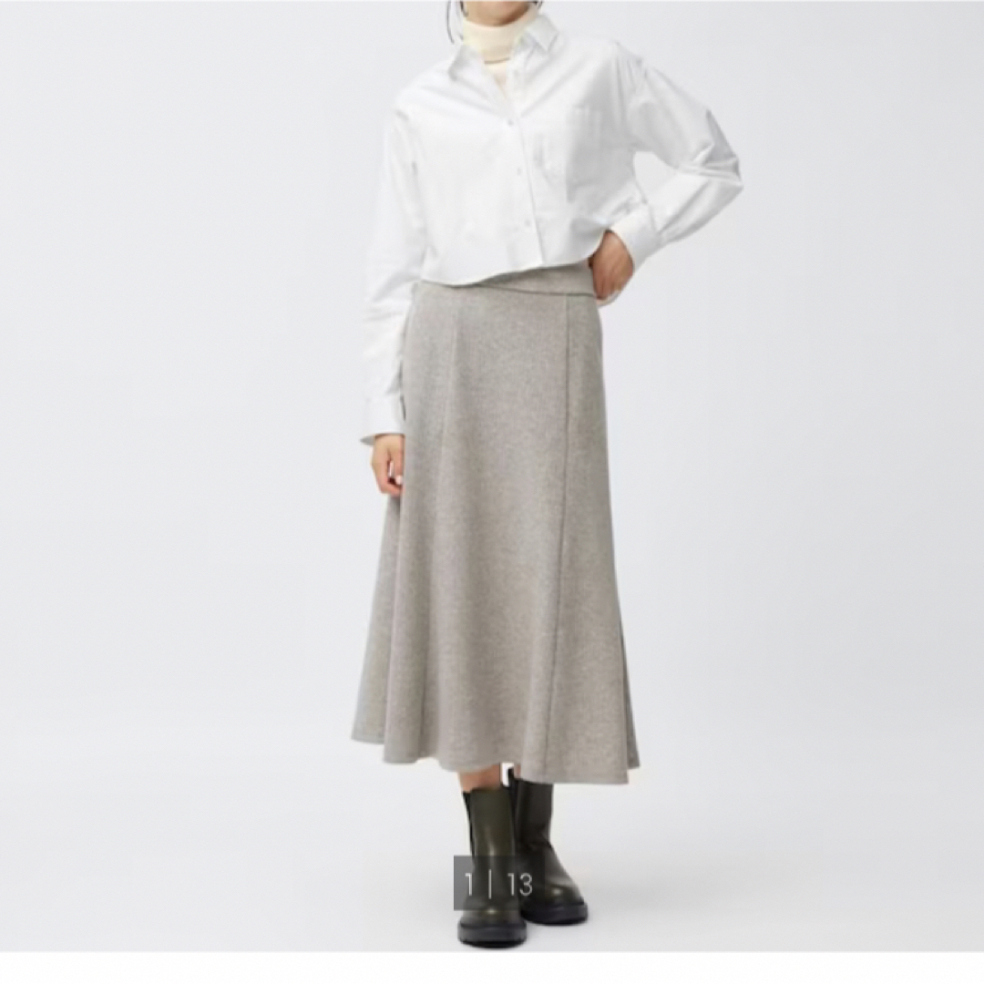GU(ジーユー)のGU  ブラッシュドリブフレアロングスカート レディースのスカート(ロングスカート)の商品写真