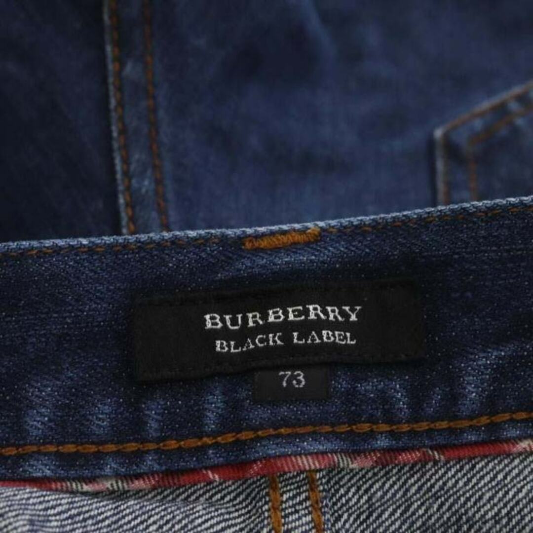 BURBERRY BLACK LABEL(バーバリーブラックレーベル)のバーバリーブラックレーベル デニムハーフパンツ セルビッチ 牛革 73 M 紺 メンズのパンツ(ショートパンツ)の商品写真