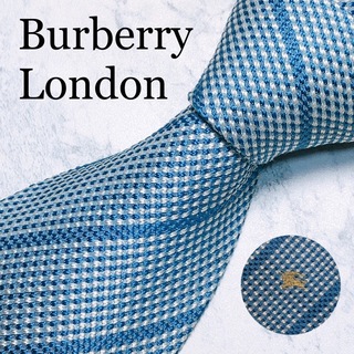 バーバリー(BURBERRY)のBUBERRY LONDON ネクタイ　ストライプ　ホースロゴ　ブルー(ネクタイ)