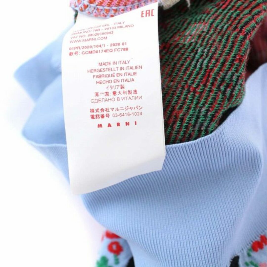 Marni(マルニ)のマルニ 20SS ニット セーター クルーネック 半袖 総柄 38 S 水色 レディースのトップス(ニット/セーター)の商品写真