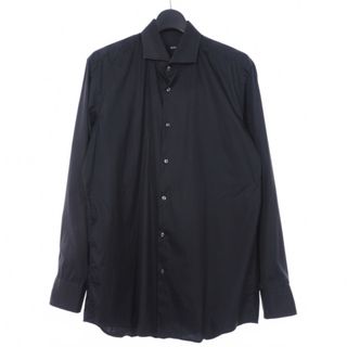 ヒューゴボス(HUGO BOSS)のヒューゴボス HUGO BOSS コットン ナイロン 長袖シャツ 42 黒(シャツ)