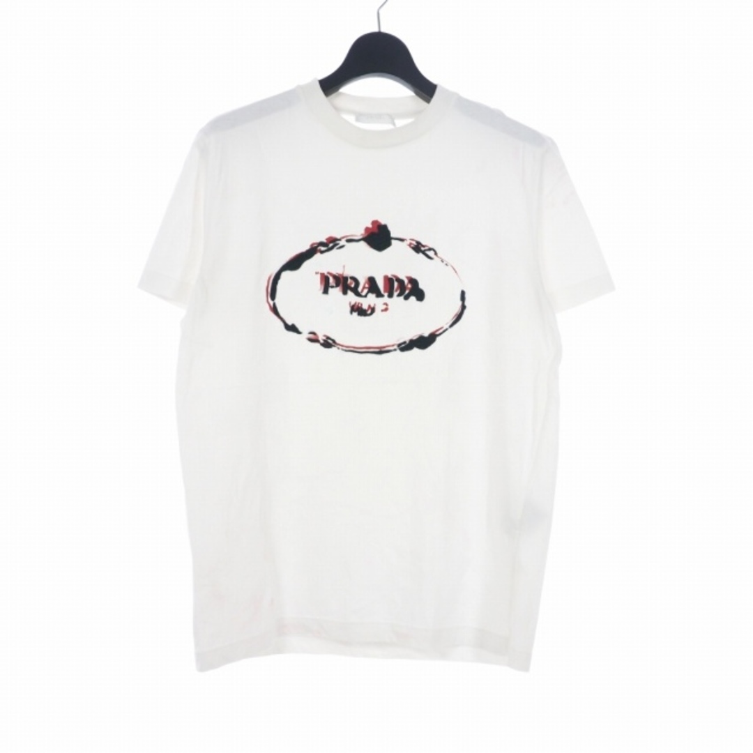 プラダ 19 刺繍 Tシャツ 半袖 クルーネック XL ホワイト 国内正規67cm袖丈