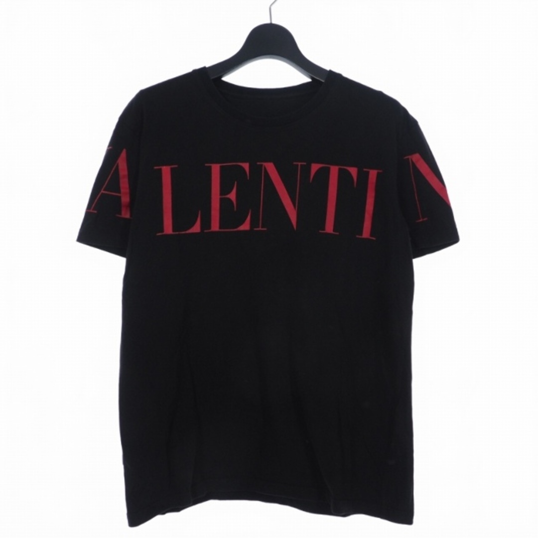 ヴァレンティノ ロゴ プリント Tシャツ 半袖 クルーネック L ブラック51cm着丈